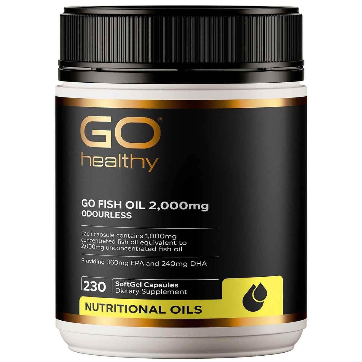 GO Healthy Fish Oil 2,000mg Compact Odourless 230 Capsules