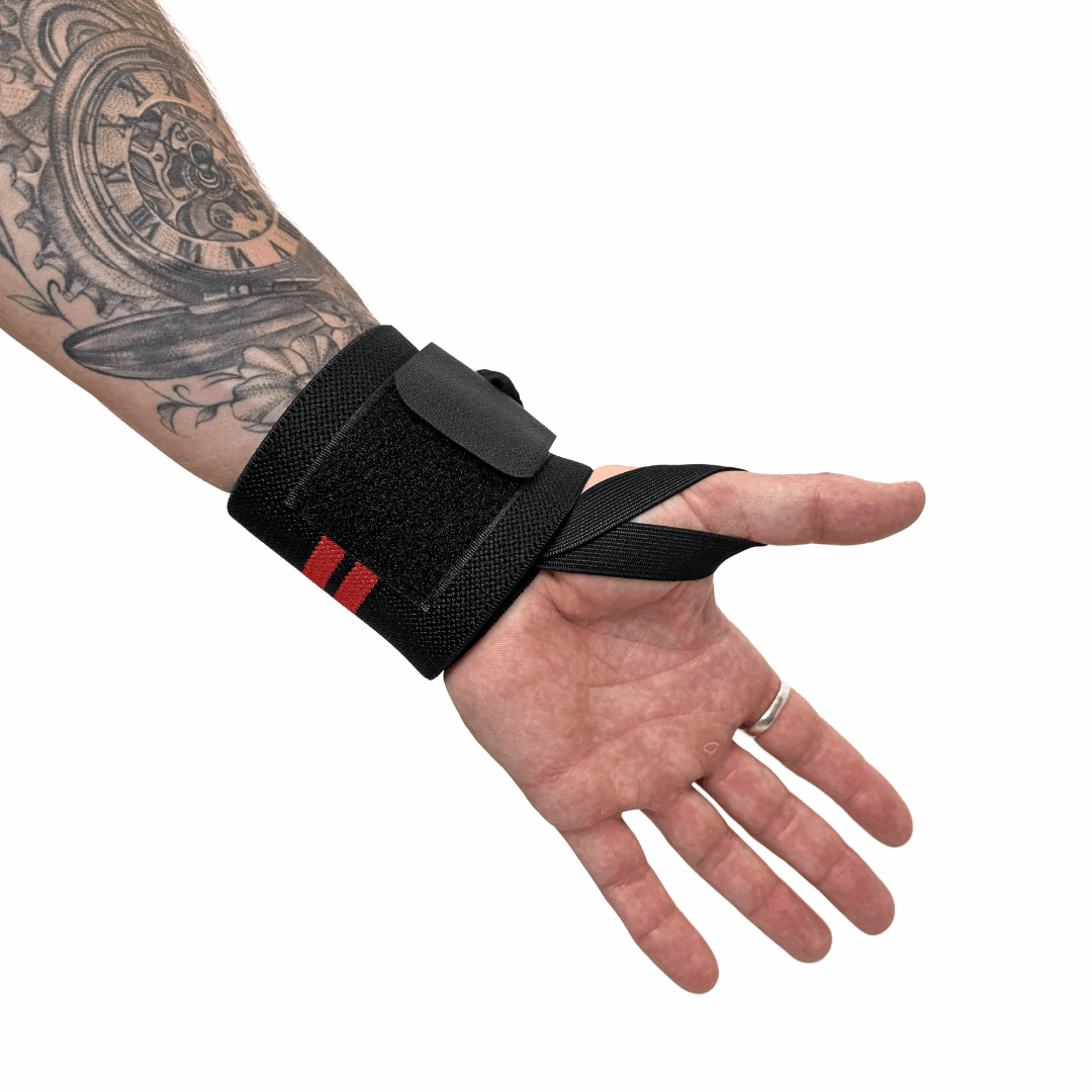 NZ Muscle Wrist Wraps, Black/Red - Elastic/Velcro